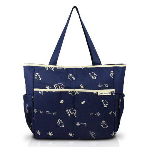 Bolsa de Bebê Estampada Azul/Bege Poliéster Jacki Design
