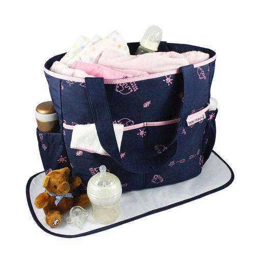 Bolsa de Bebê Estampada Azul/Pink Poliéster Jacki Design