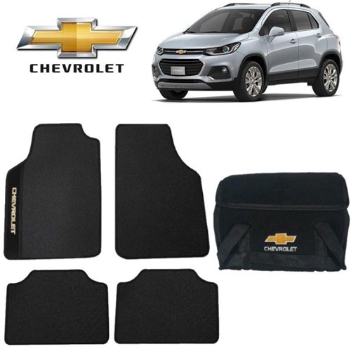 Bolsa Automotiva+Tapete Chevrolet Tracker Preto Bordado