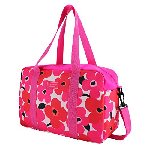 Bolsa Mala de Viagem Academia com Alça Ajustável Estampada Flores Jacki Design Pink