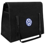 Bolsa Organizadora Porta Malas Universal Preto Logo Volkswagen Bordado em Carpete