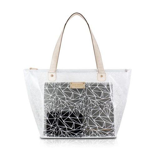 Bolsa Shopper Transparente Crystal PVC Branco - Jacki Design