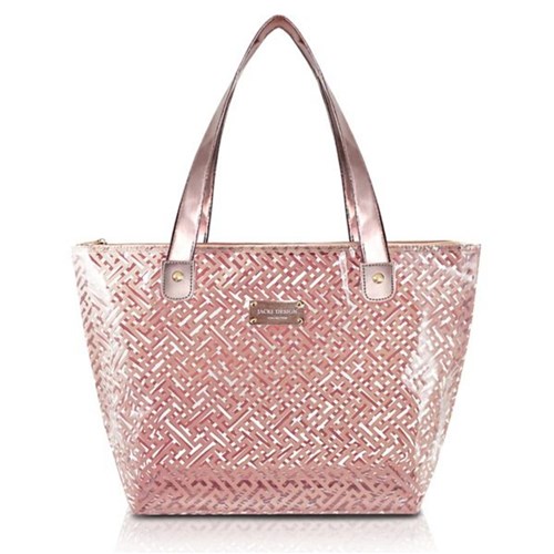 Bolsa Shopper Transparente Jacki Design Diamantes Rosa