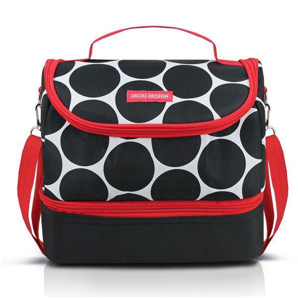 Bolsa Térmica com 2 Compartimentos (DOTS) Jacki Design - Preto