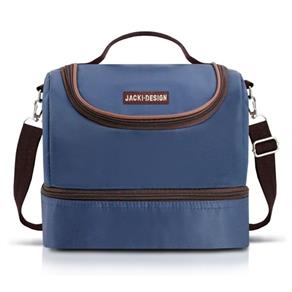 Bolsa Térmica Marmita Fitness Academia com 2 Compartimentos e Alça Ajustável Jacki Deign - Azul Escuro