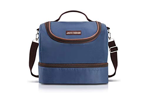 Bolsa Térmica Marmita Fitness Academia com 2 Compartimentos e Alça Ajustável Jacki Deign Azul Escuro