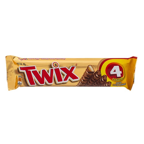 Bombons Twix Recheado com Biscoito e Caramelo Coberto com Chocolate com 80g