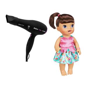 Boneca Baby Alive Hasbro Borboletinha + Secador de Cabelos Philco Beauty Style com 2 Temperaturas 1900W 110 V – Preto