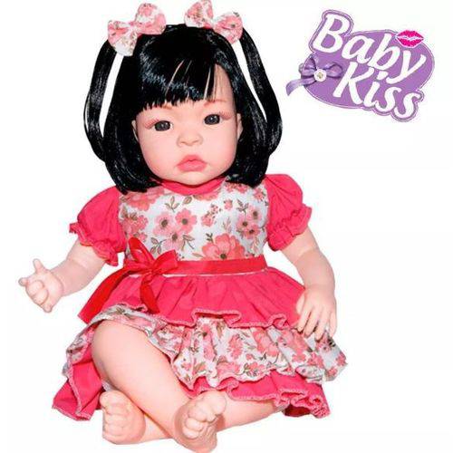 Boneca Baby Kiss Morena - Chora e Balbucia