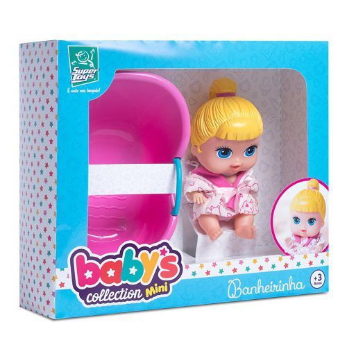 Boneca Babys Collection Mini Banheira Loira - Super Toys