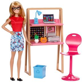 Boneca Barbie Articulada - Barbie com Móveis e Acessórios - Barbie no Escritório - Mattel