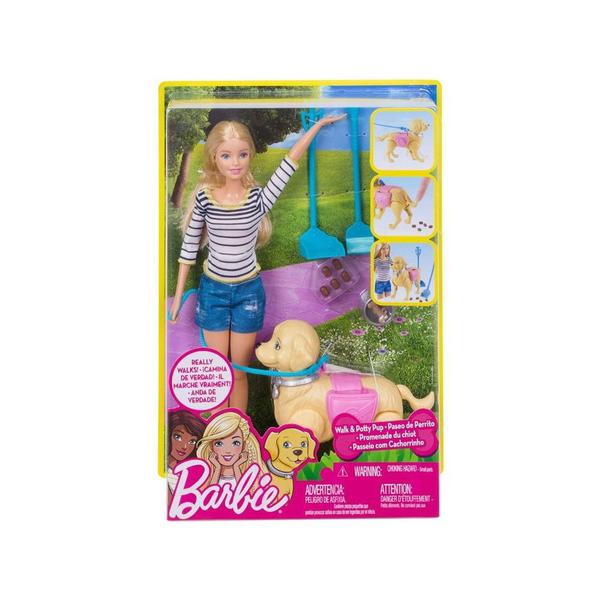 Boneca Barbie Caminhada com o Filhote Pup Mattel