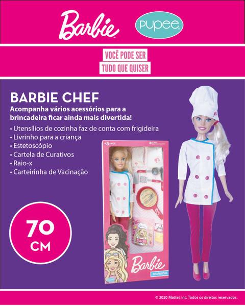 Boneca Barbie Chef Cozinheira Grande 70cm Acessórios - Pupee
