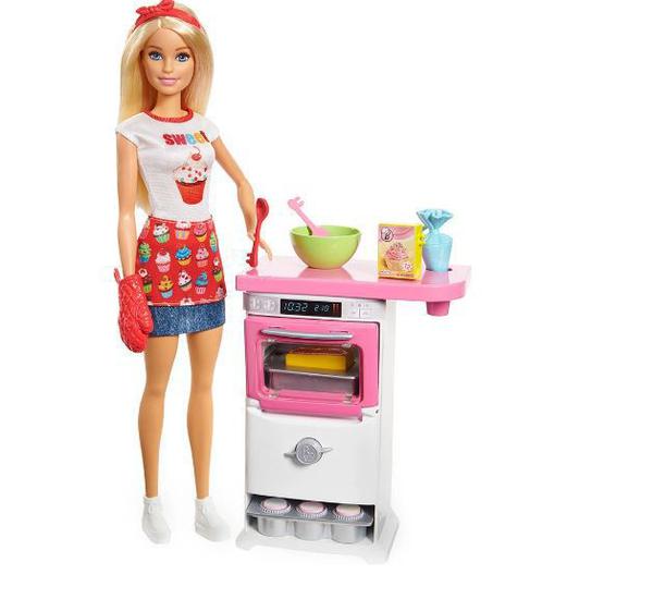 Boneca Barbie Chef de Bolinhos Cozinhando e Criando Mattel