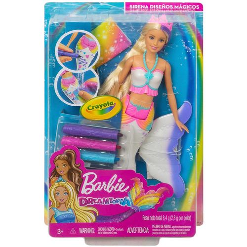 Boneca Barbie Crayola Sereia Desenhos Magico GCG67 - Mattel