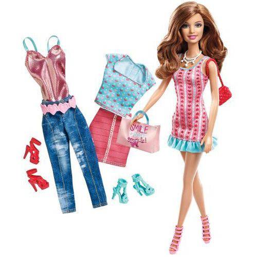 Boneca Barbie de Vestido de Coracao 3 Looks Fashion N8820