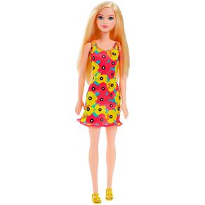 Boneca Barbie - Fashion And Beauty - Loira Vestido Floral Amarelo e Vermelho - Mattel