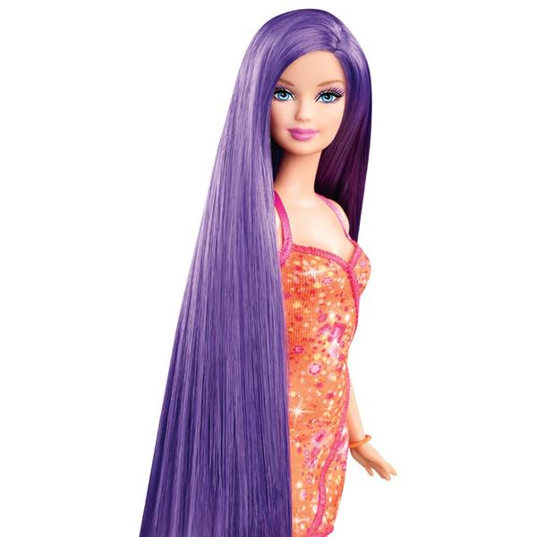 Boneca Barbie - Hairtastic Vestido Laranja - Mattel