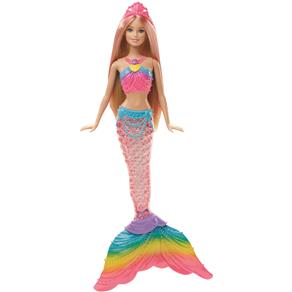 Boneca Barbie Mattel Fantasia Sereia Luzes Arcos Íris