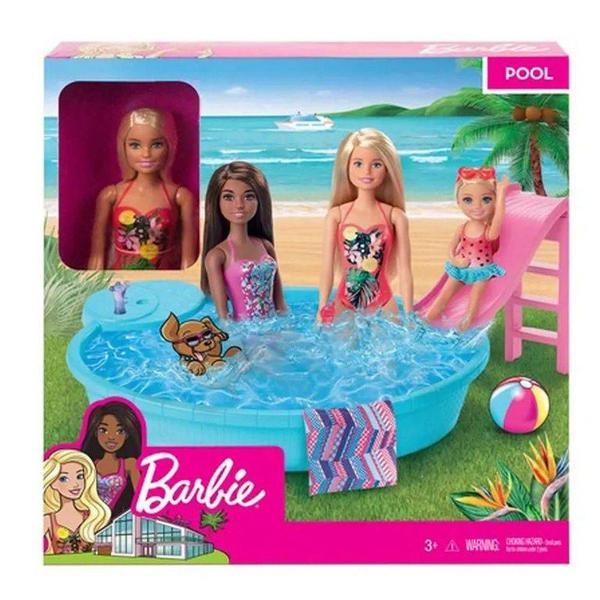 Boneca Barbie Piscina Chique - Boneca e Escorregador Mattel