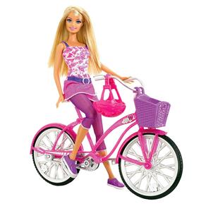 Boneca Barbie Real e a Sua Bicicleta T2332 Mattel