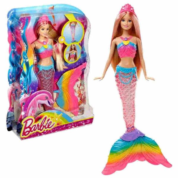 Boneca Barbie Sereia Luzes Arco Iris Mattel