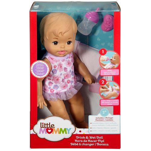 Tudo sobre 'Boneca Bebê Baby Little Mommy Hora do Faz Xixi com Acessórios Mamadeira Chupeta e Fraldinha - Mattel'