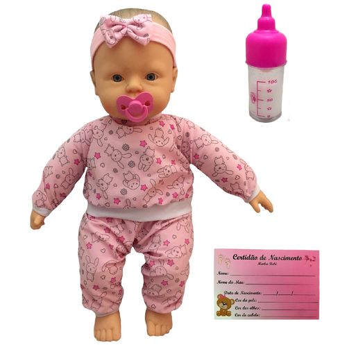 Tudo sobre 'Boneca Bebê com Mamadeira Mágica e Certidão de Nascimento Fala 106 Frases Estilo Reborn - Divertoys'