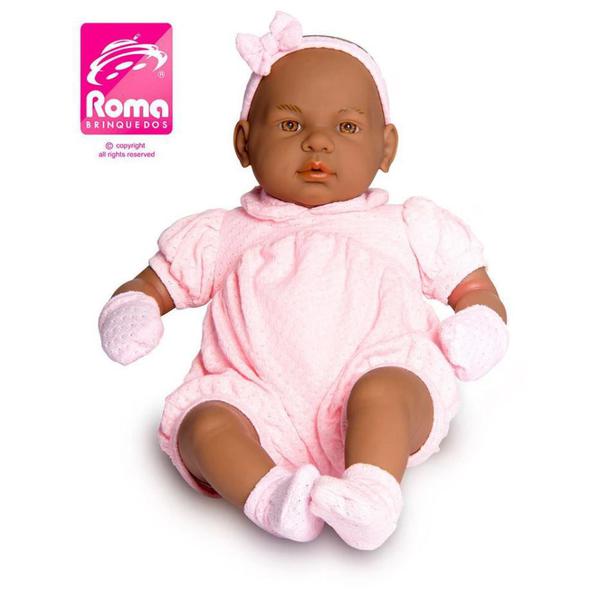 Boneca Bebe Real Negra 52cm 5078 - Roma - Roma Brinquedos