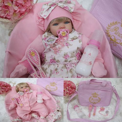 Boneca Bebê Reborn Realista Loira Cabelo Grande Sidnyl Presente Para  Criança Natal Aniversário