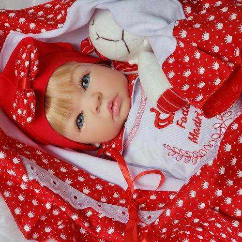 Tudo sobre 'Boneca Bebê Reborn Menina Bebe Surpresa Loira Enxoval Vermelho'