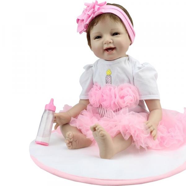 Boneca Bebê Reborn Menina Realista Membros de Silicone 52 Cm - Npk