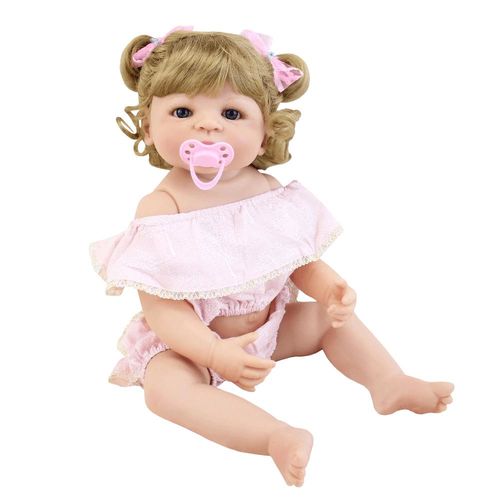 Tudo sobre 'Boneca Bebê Reborn Menina Silicone Loira com Olho Azul 55 Cm'