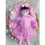 Boneca Bebe Reborn Morena Isabela 53 Cm com Canguru Sapatinhos Total 15 Itens