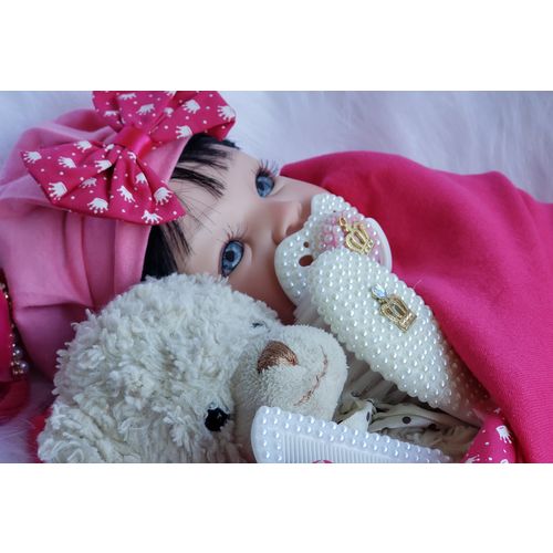 Tudo sobre 'Boneca Bebê Reborn Pink Roupa Listrada'