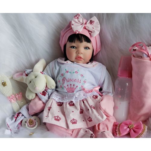 Boneca Bebe Reborn Barata De Pano Morena New born no Shoptime