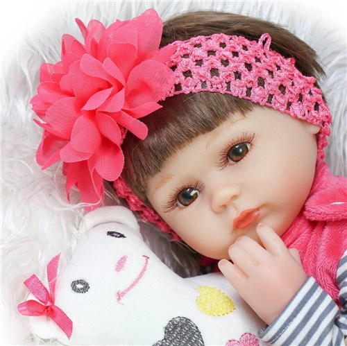 Boneca Bebê Reborn Silicone Nicole 40Cm