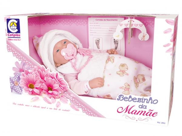 Boneca Bebezinho da Mamãe Deitado com Acessórios - Cotiplás