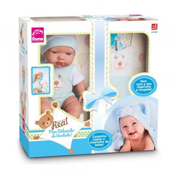 Boneca Bebezinho Real Azul - Roma - Roma Brinquedos