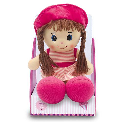 Boneca de Pano 30cm - Rosa - Unik Toys