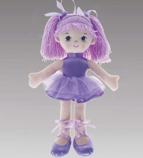Boneca de Pano - 42 Cm - Bailarina com Glitter - Lilas - Buba