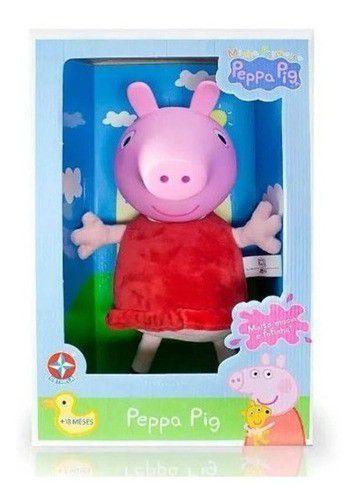 Boneca de Pelúcia Peppa Pig Cabeça de Vinil 34 Cm - Estrela