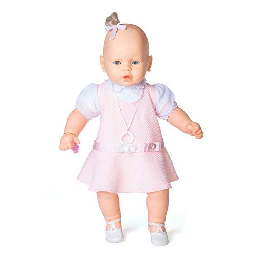 Boneca Estrela Meu Bebê Branca Vestido Rosa 60cm