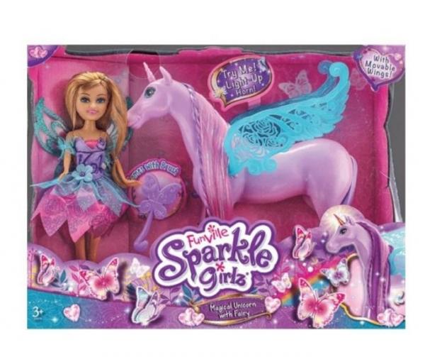 Boneca Fada e Unicornio Funville Sparkle Girlz - Dtc