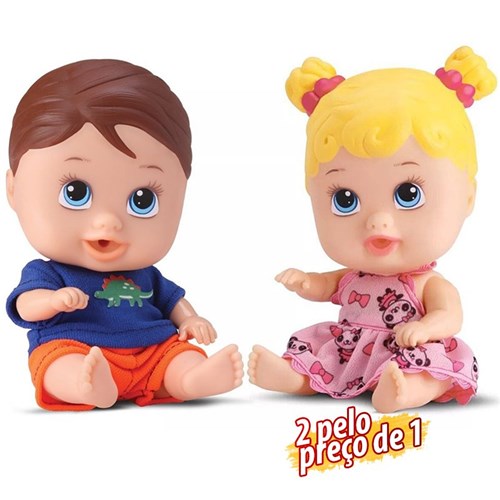 Boneca Little Dolls Gemeos Menina e Menino Divertoys Reborn