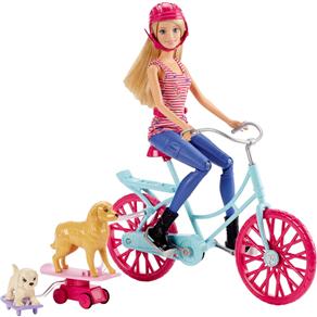 Boneca Mattel Barbie Bicicleta com Pets CDL94