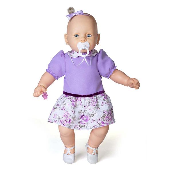 Boneca Meu Bebê Branco Vestido Lilás 60 Cm - Estrela