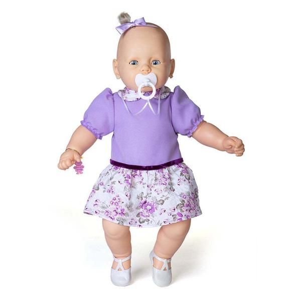 Boneca Meu Bebê Branco - Vestido Lilás - Estrela