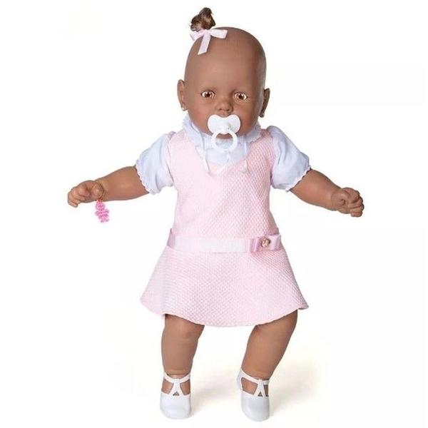 Boneca Meu Bebê Negra Vestido Rosa 60 Cm - Estrela