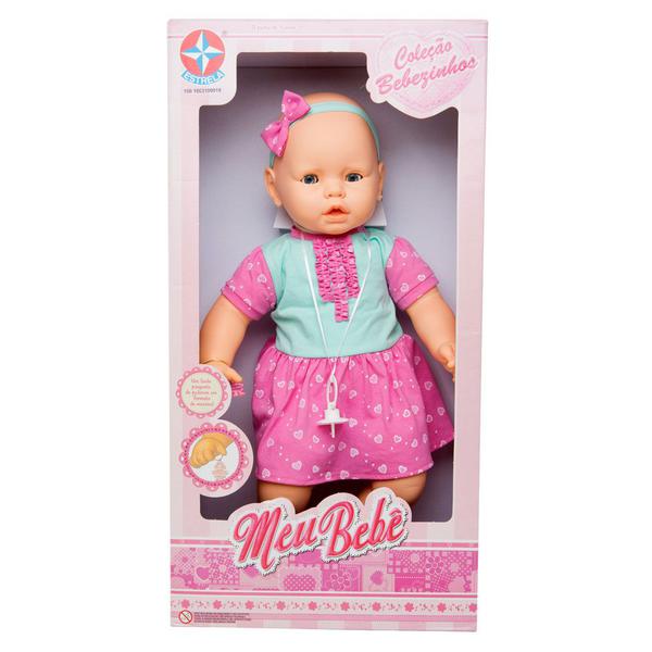Boneca - Meu Bebê - Vestido Verde e Rosa - Estrela
